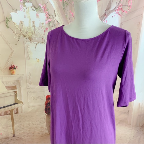 NEW Eileen Fisher Purple Viscose Jersey 3/4 Sleeve - Picture 2 of 9